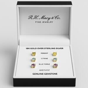 R.H. Macy & Co. 18K Gold over Sterling Silver Stud Earrings (3 Pairs)